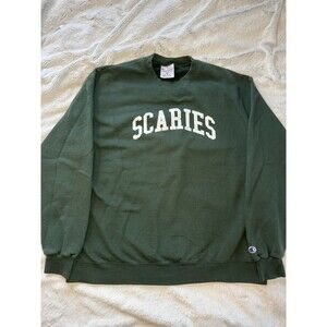 Vintage Champion Sweatshirt Crewneck “Scaries” Mens XXL Green College